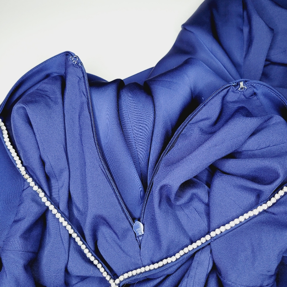 Ann Taylor Dress Womens Size 10 Blue Jeweled Strap Sheath Women's Sleekly Gala - Picture 10 of 16